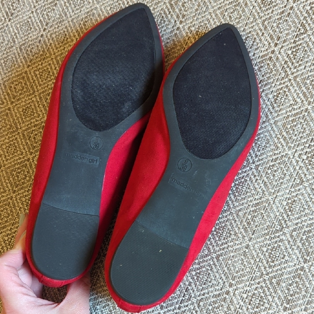 Madden Girl Red Pointed Toe Slip-On Flats - Picture 5 of 5